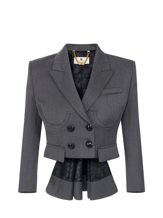 Cool wool jacket in Grigo Melange – luxury fashion at Meranesy