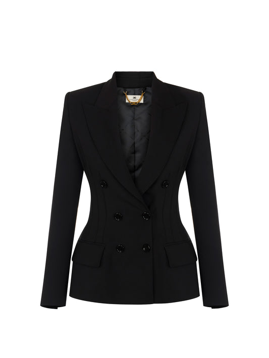 Jacket in lightweight crêpe in Nero – luxury fashion at Meranesy