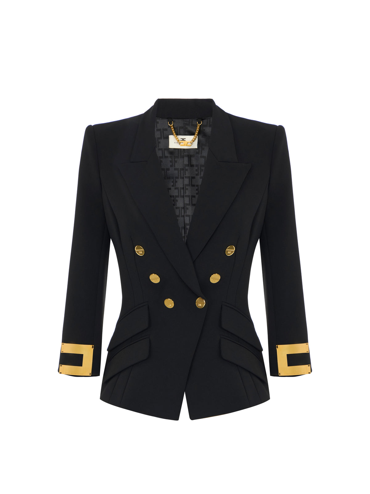 Jacket in double layer stretch crêpe fabric with jewel logo