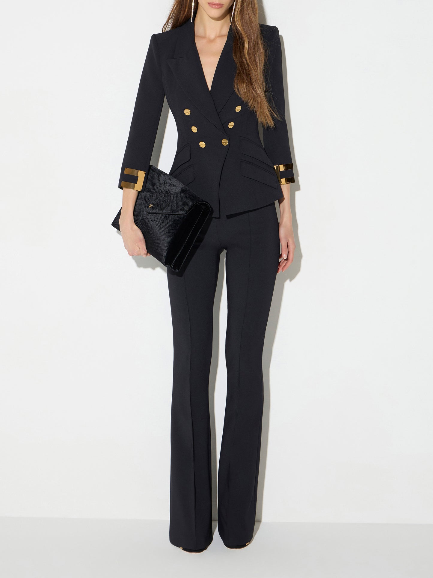 Jacket in double layer stretch crêpe fabric with jewel logo