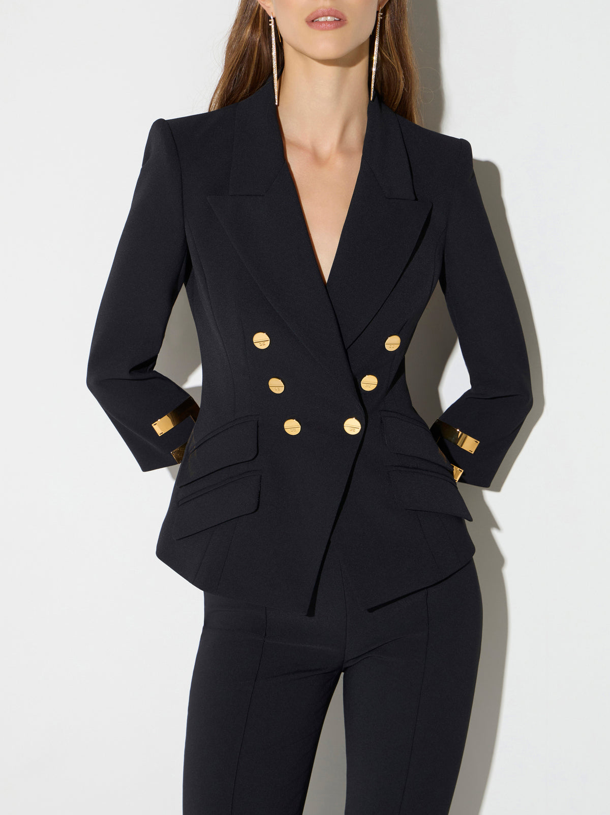Jacket in double layer stretch crêpe fabric with jewel logo