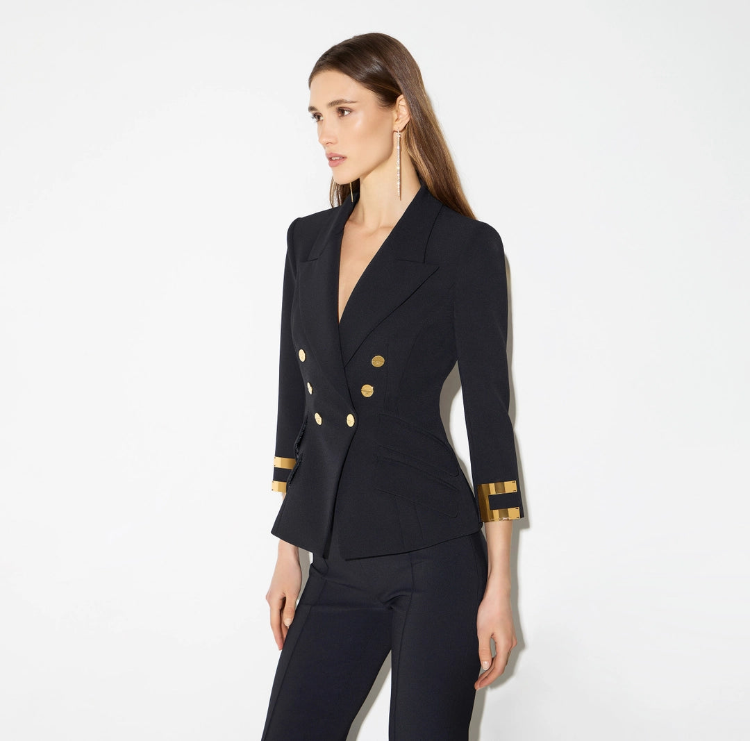 Jacket in double layer stretch crêpe fabric with jewel logo