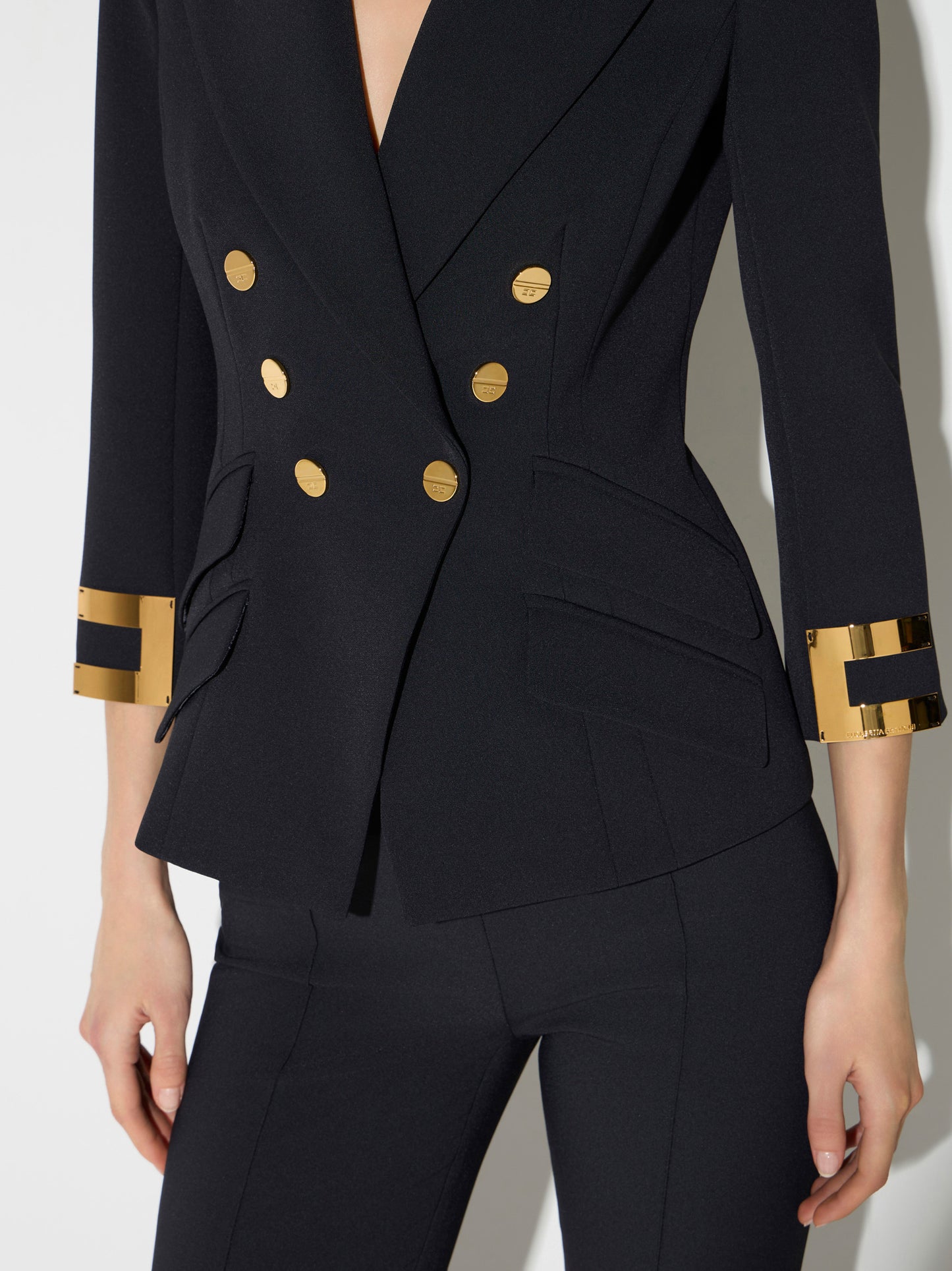 Jacket in double layer stretch crêpe fabric with jewel logo