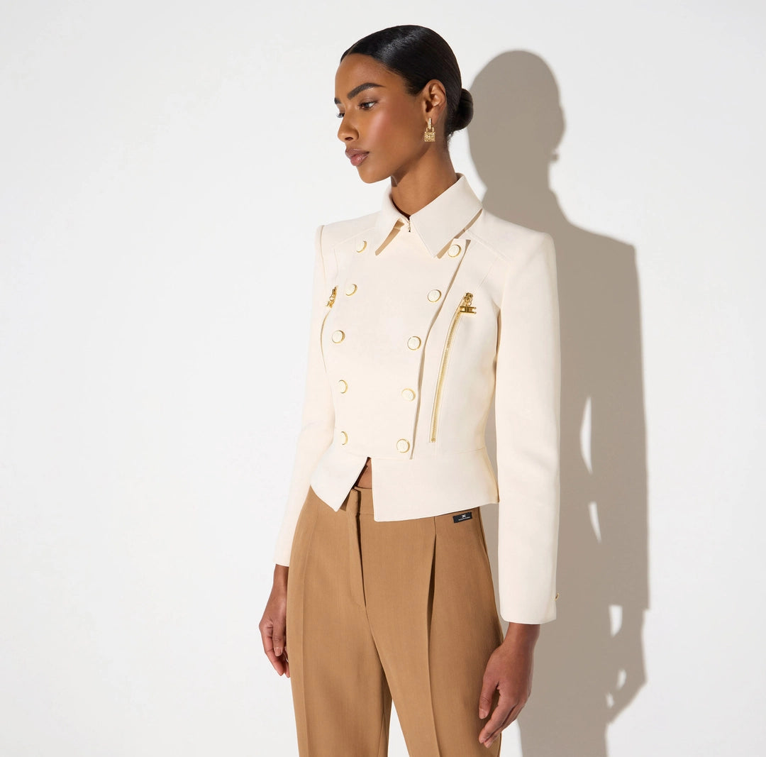 Jacket in double layer stretch crêpe fabric