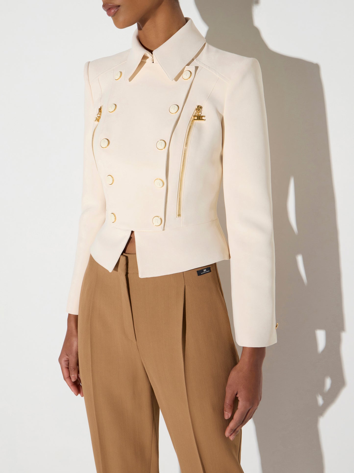 Jacket in double layer stretch crêpe fabric