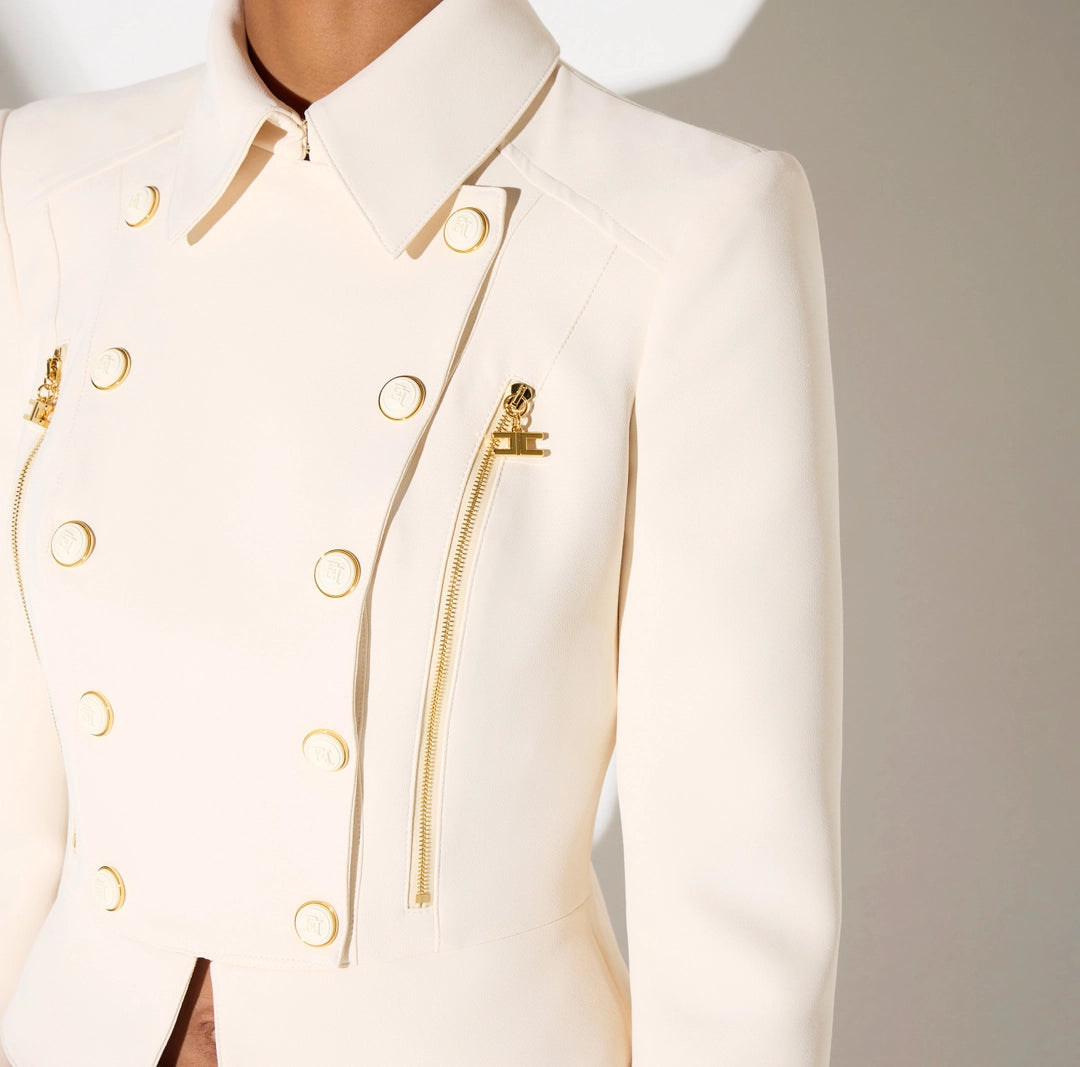 Jacket in double layer stretch crêpe fabric