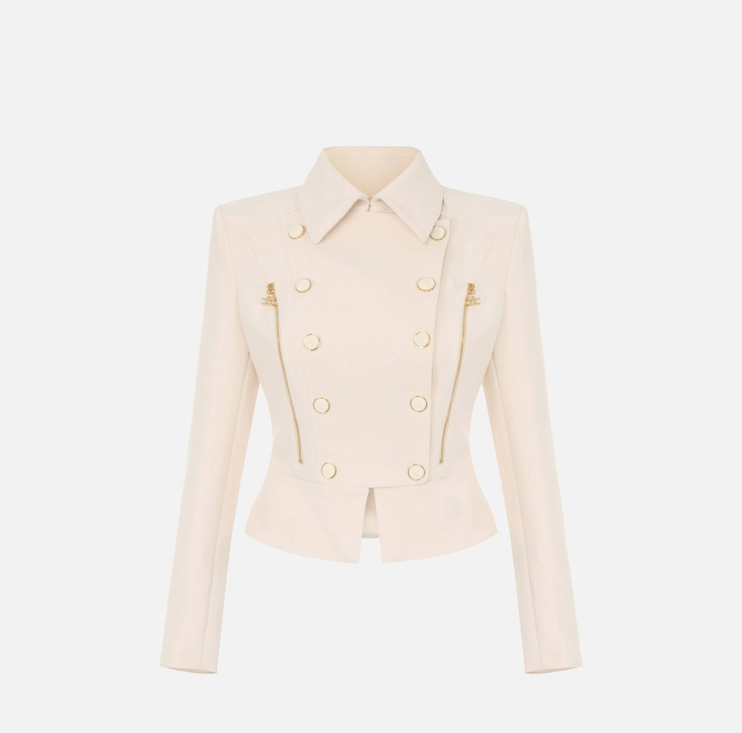 Jacket in double layer stretch crêpe fabric