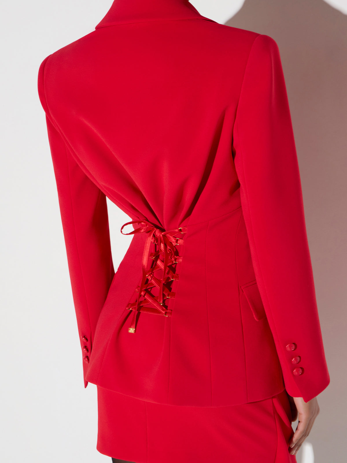 Lightweight crêpe jacket with laces