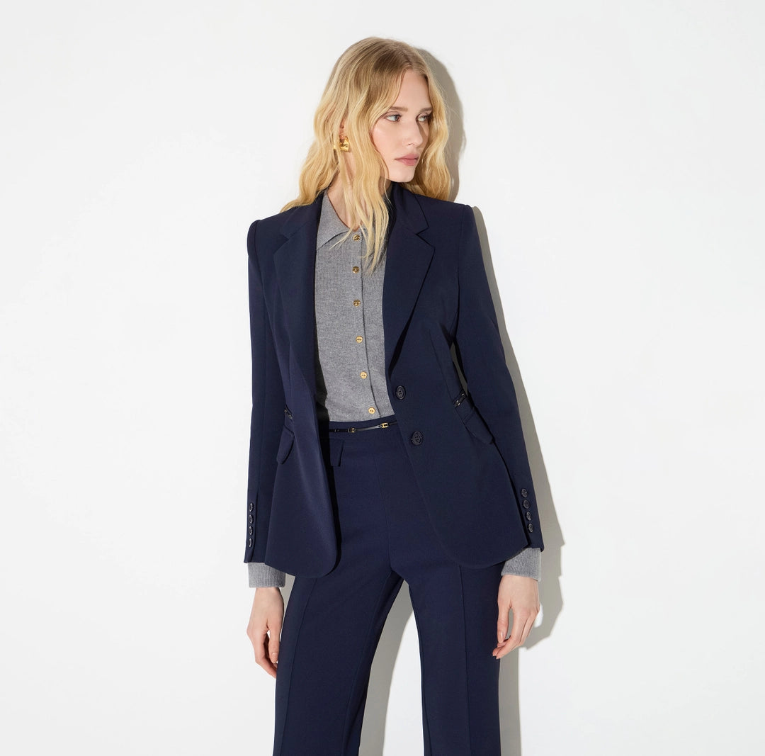 Jacket in double layer stretch crêpe fabric