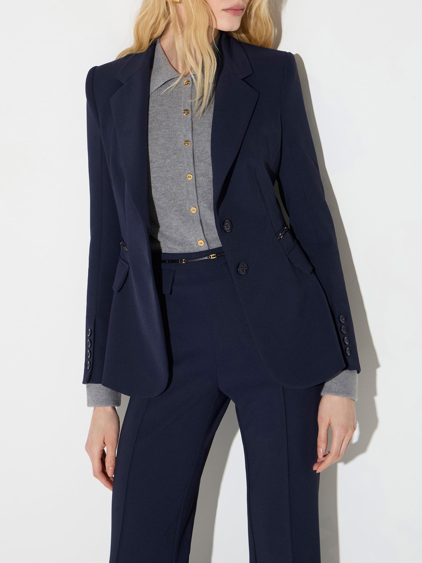 Jacket in double layer stretch crêpe fabric
