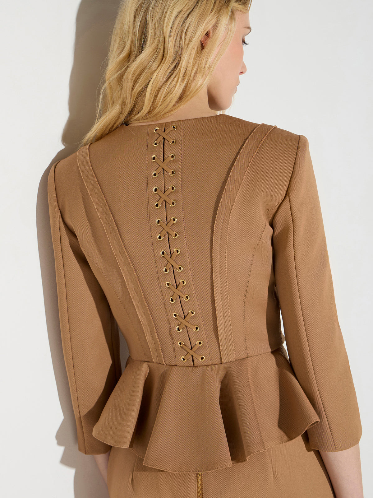 Jacket in gabardine fabric with jewel horsebits