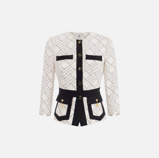 Bi-color double crepe jacket