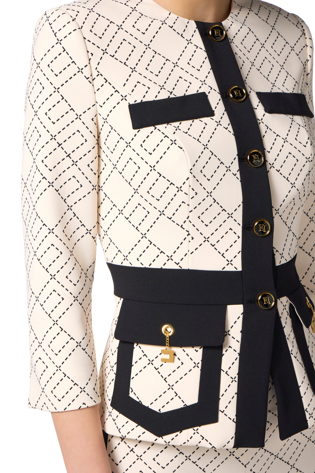 Bi-color double crepe jacket
