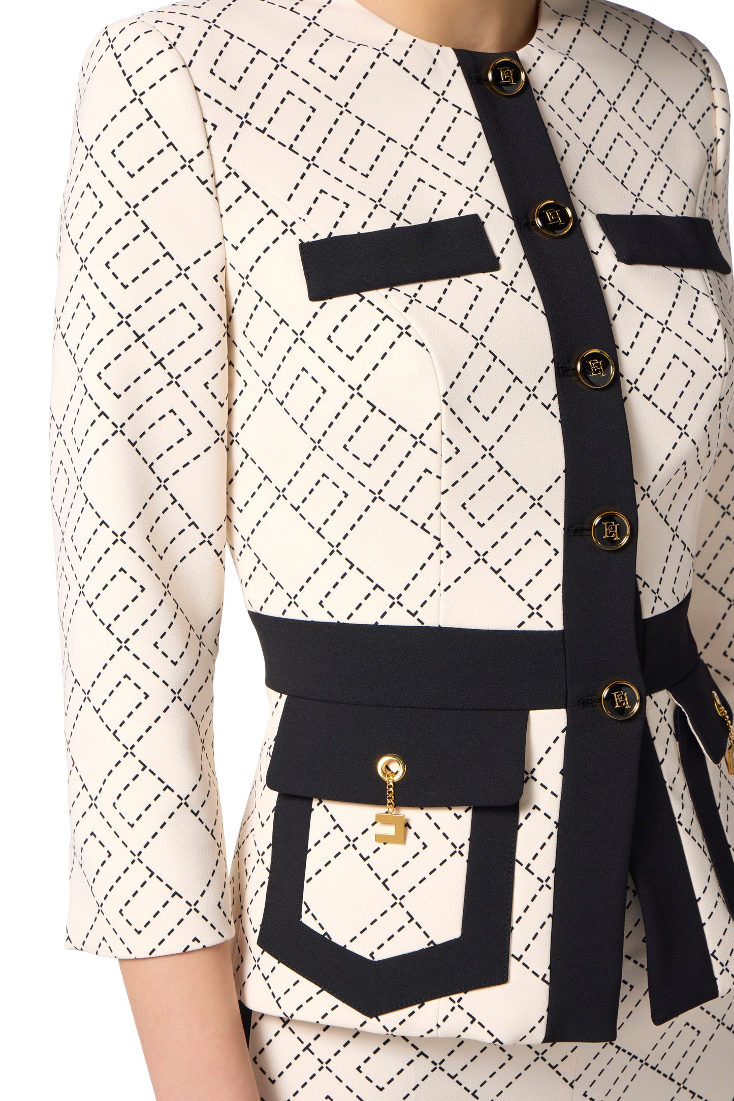Bi-color double crepe jacket