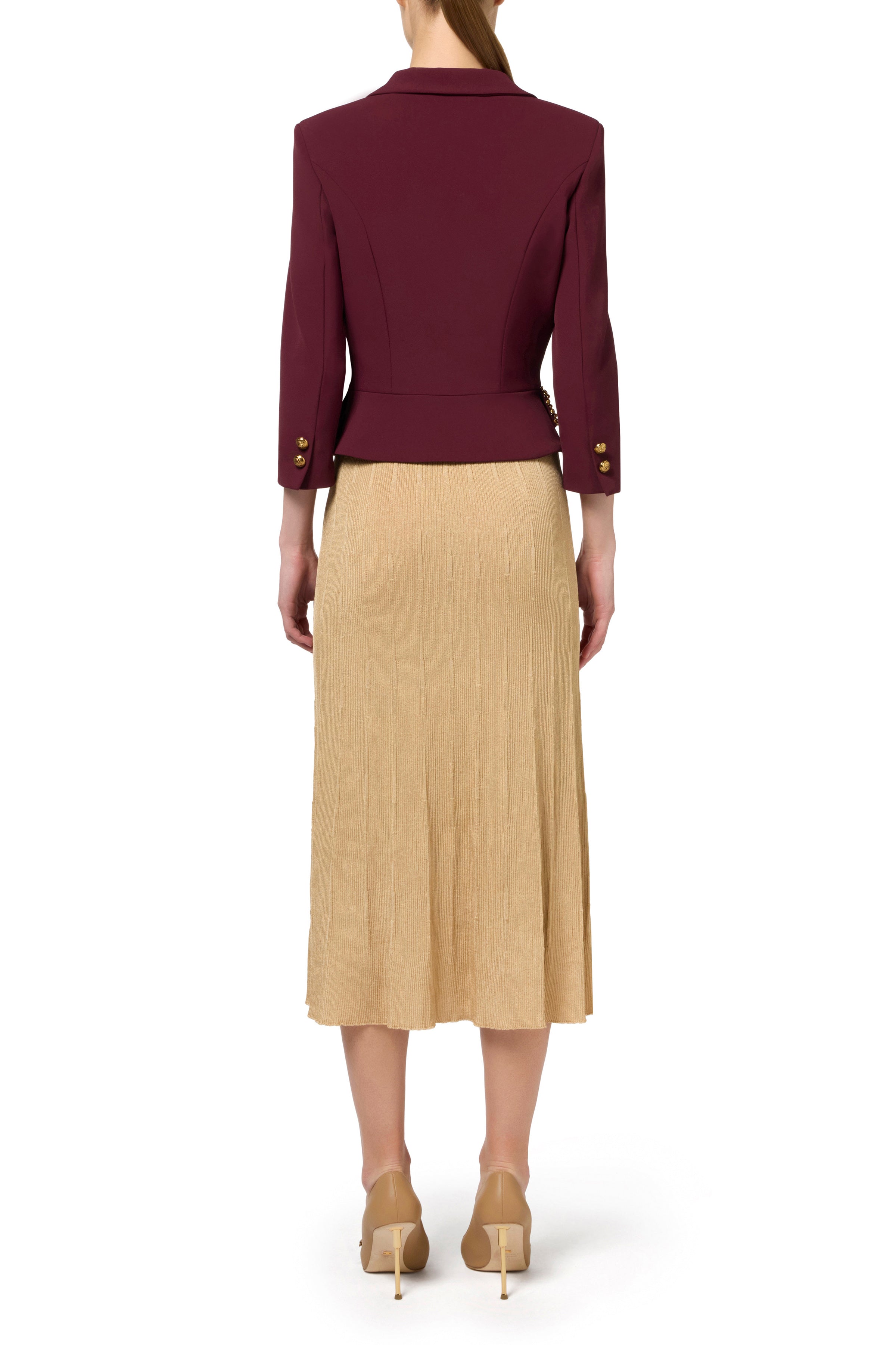 Cropped stretch crêpe jacket with chain | LAST PIECE: 44