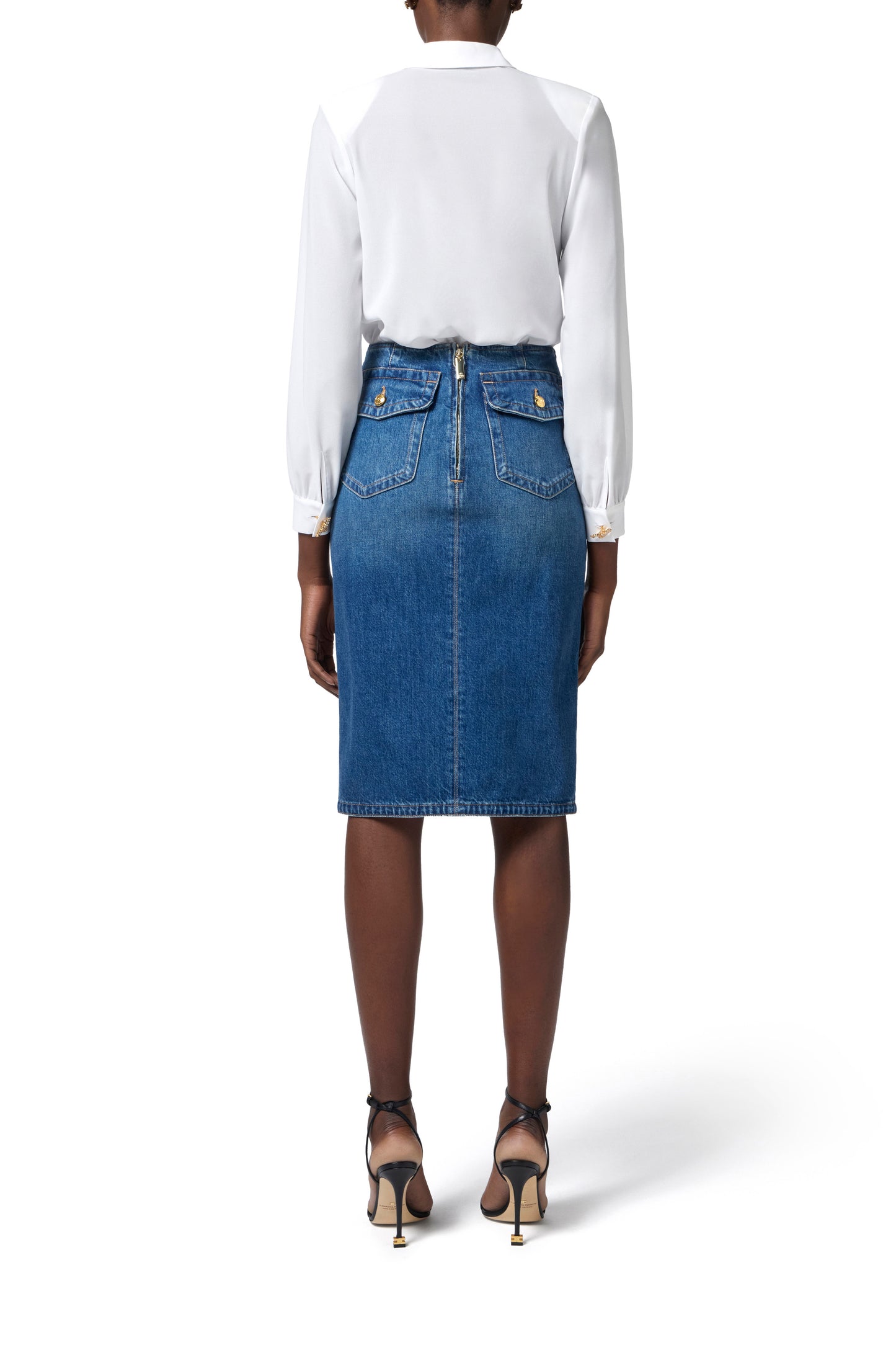 Denim skirt with slit