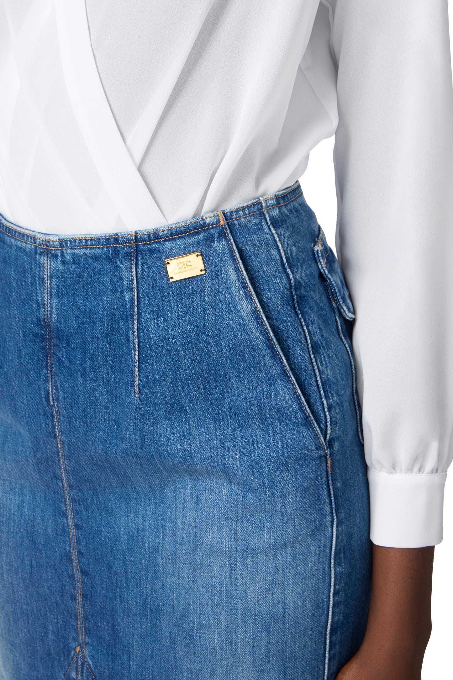 Denim skirt with slit