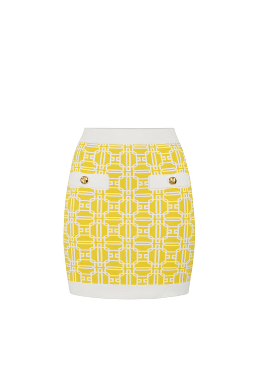 Jacquard viscose logo miniskirt