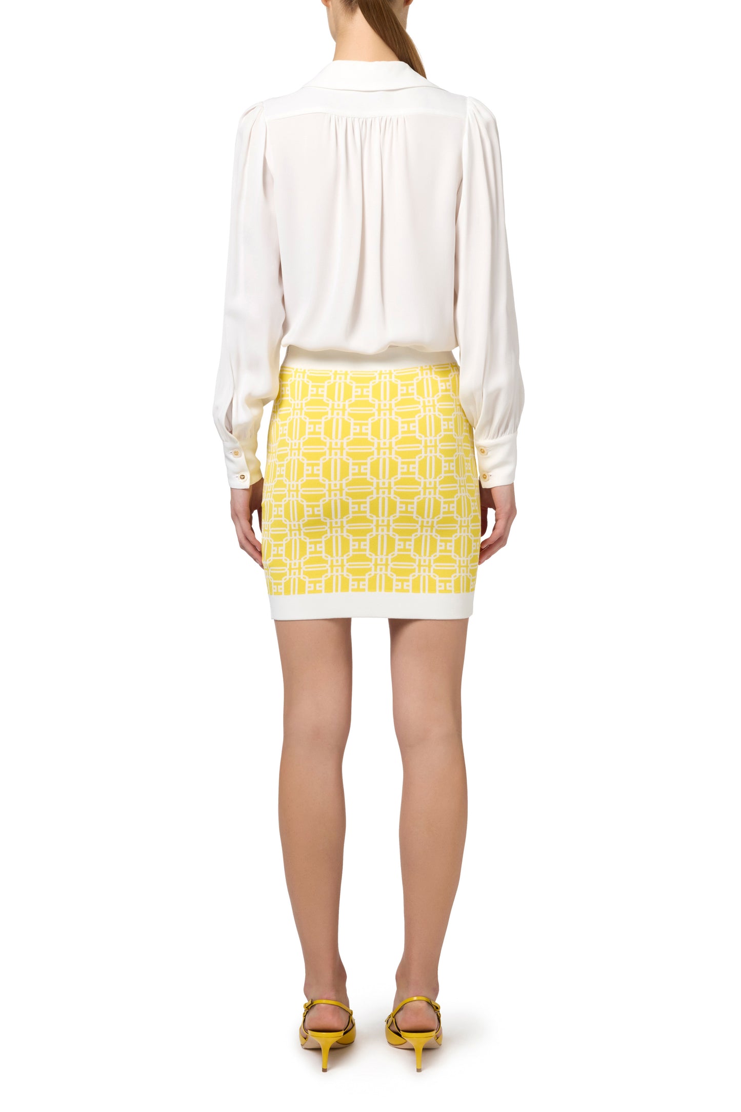 Jacquard viscose logo miniskirt