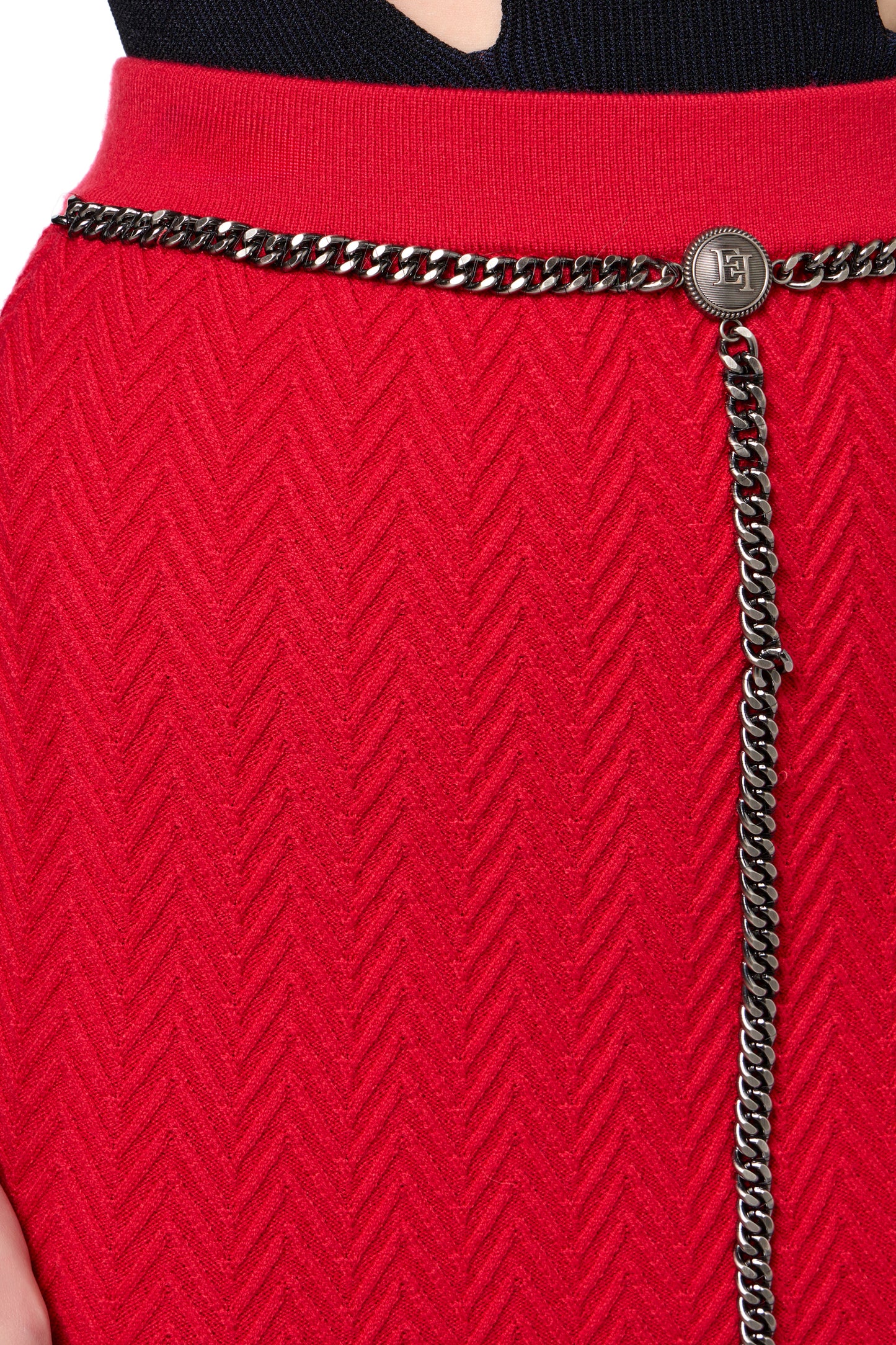 Viscose midi skirt with chain