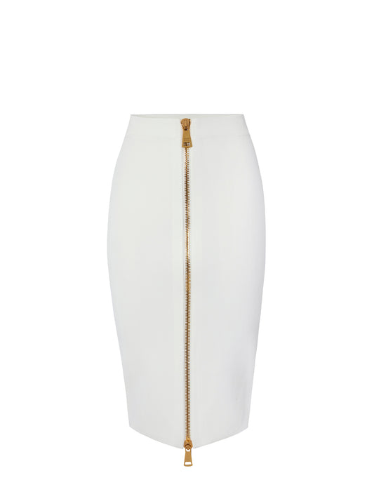 Knit skirt with zip