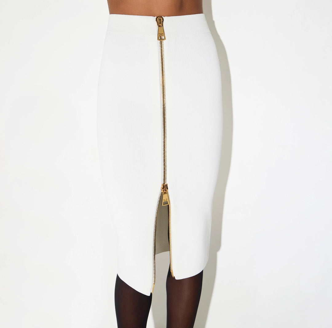 Knit skirt with zip