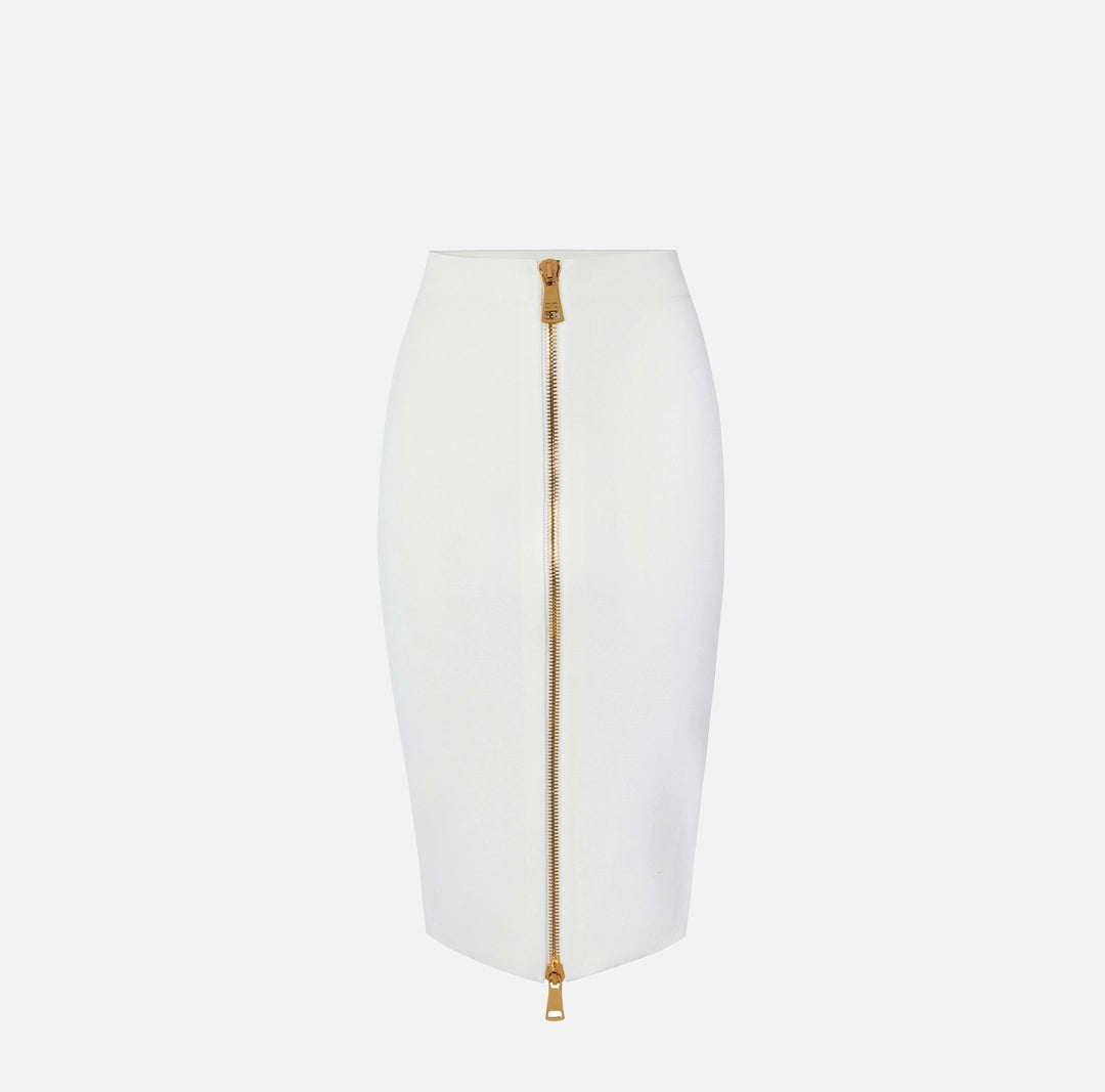 Knit skirt with zip