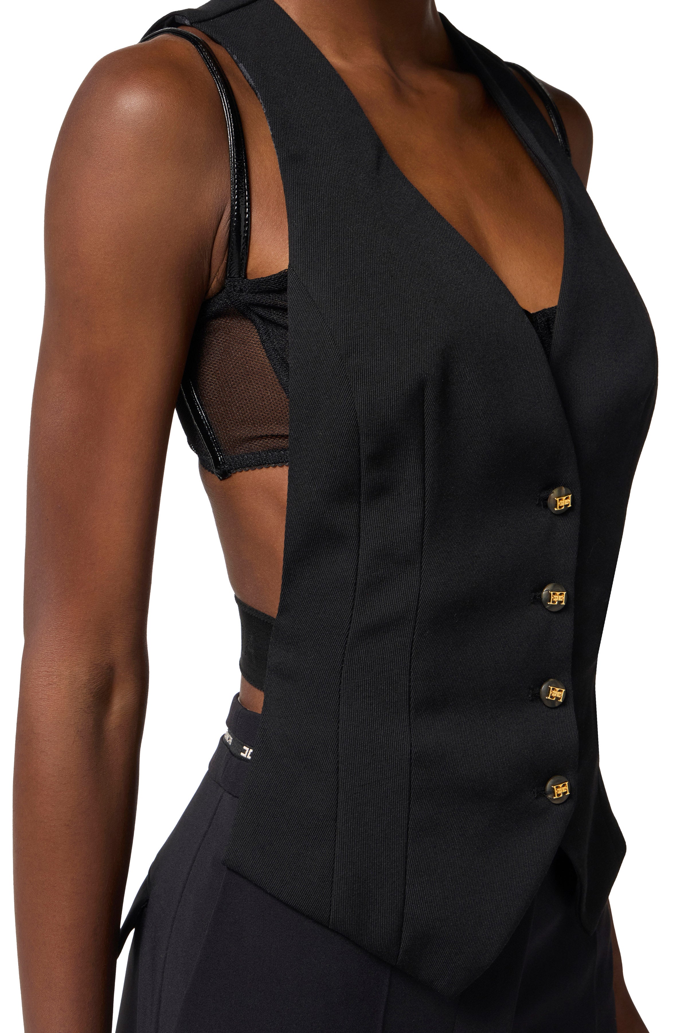 Cotton gabardine waistcoat