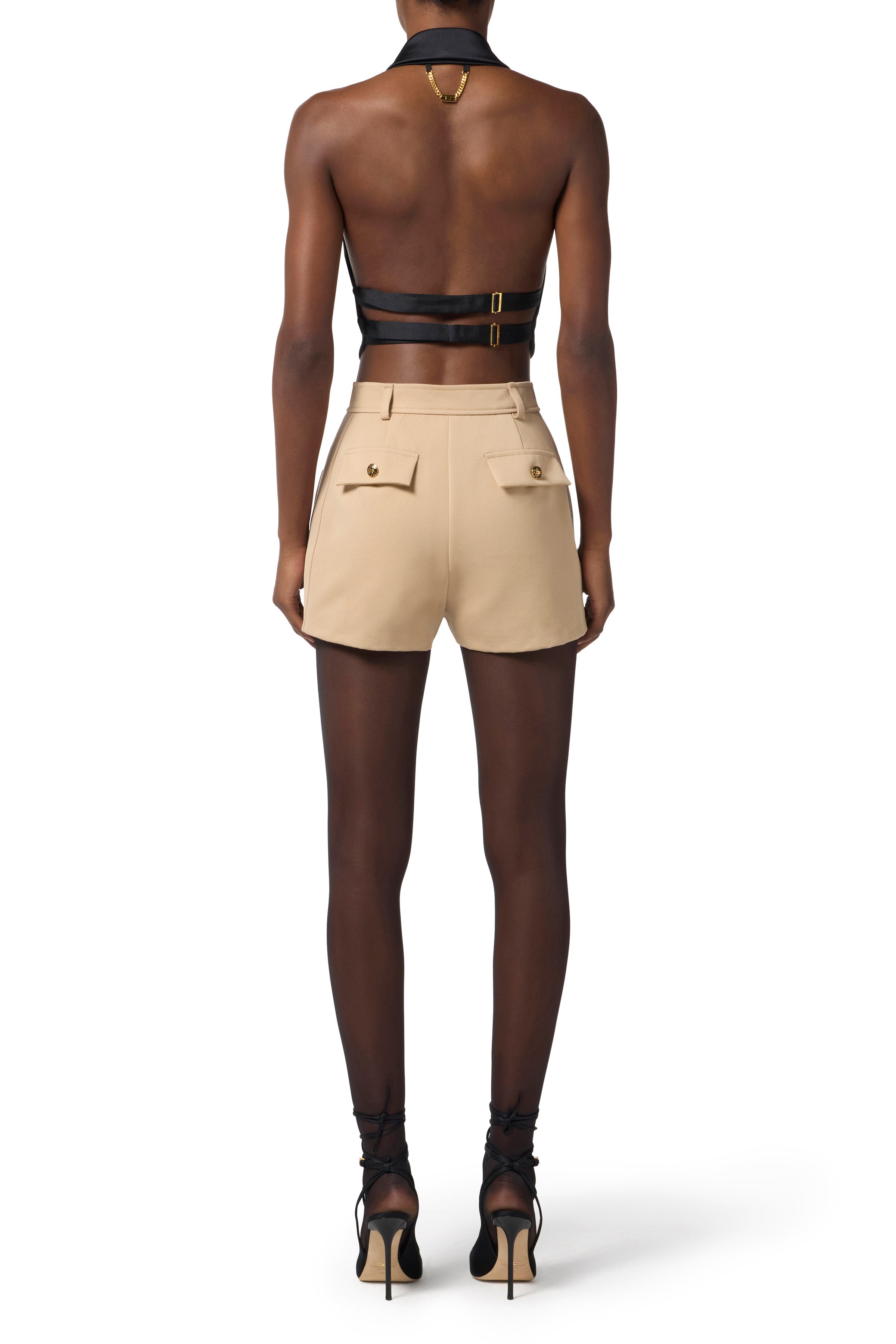 Satin waistcoat with straps