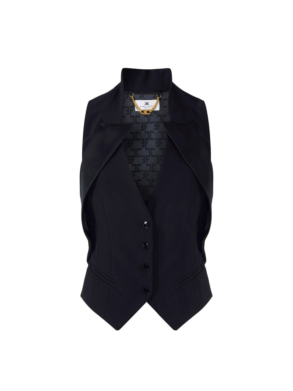 Waistcoat in lightweight crêpe fabric with satin lapels