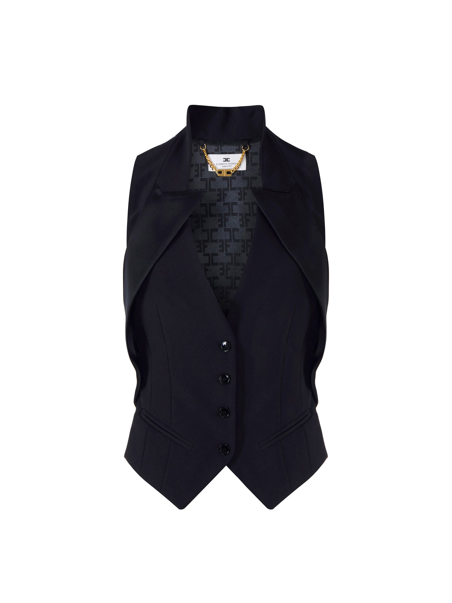 Waistcoat in lightweight crêpe fabric with satin lapels