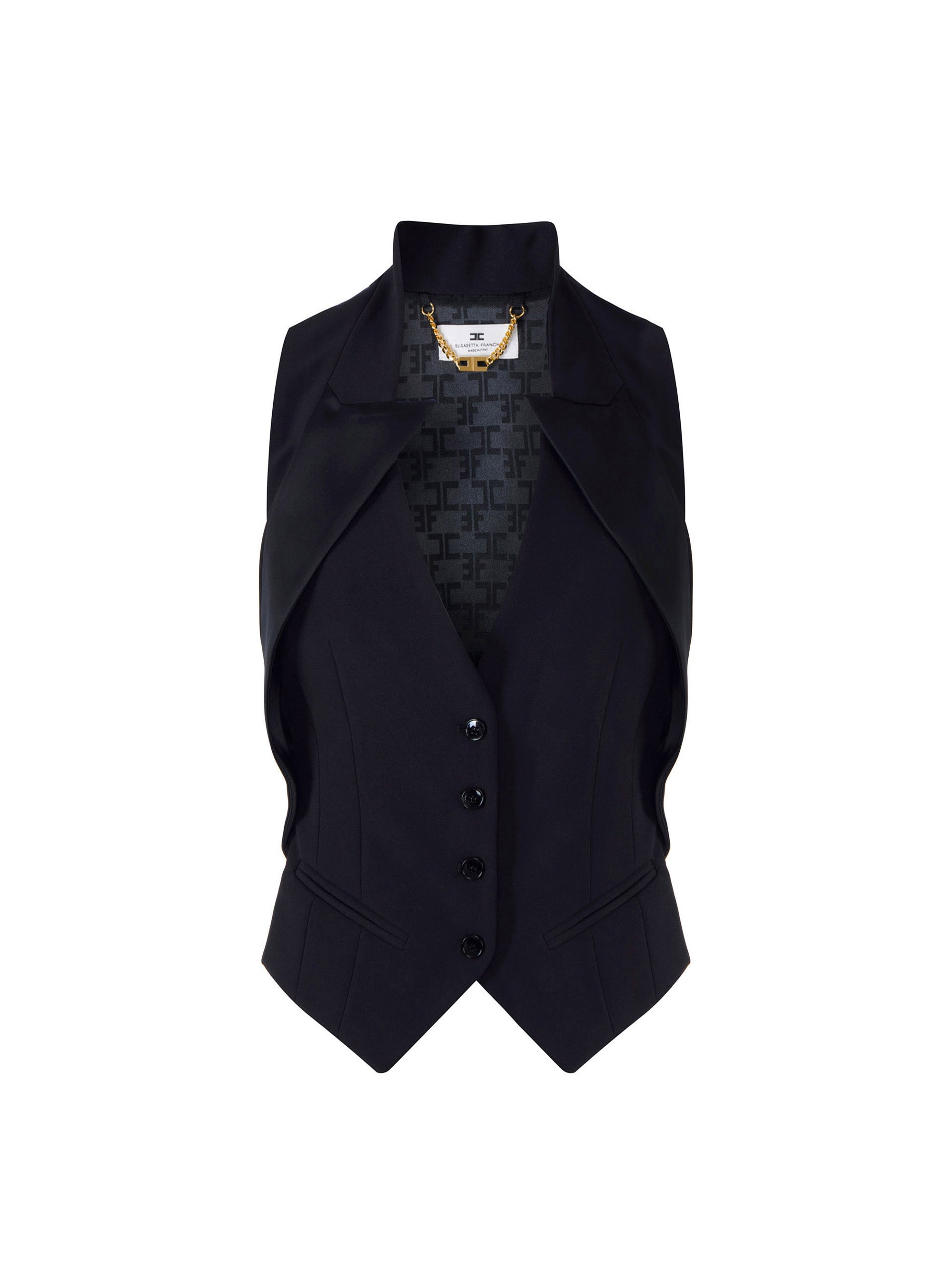 Waistcoat in lightweight crêpe fabric with satin lapels