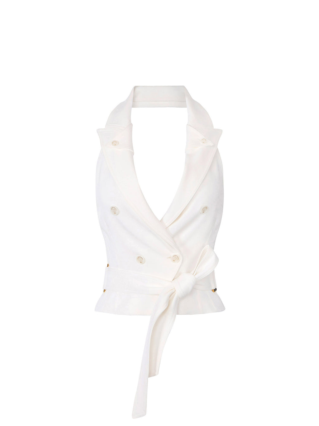 Gabardine waistcoat with belt