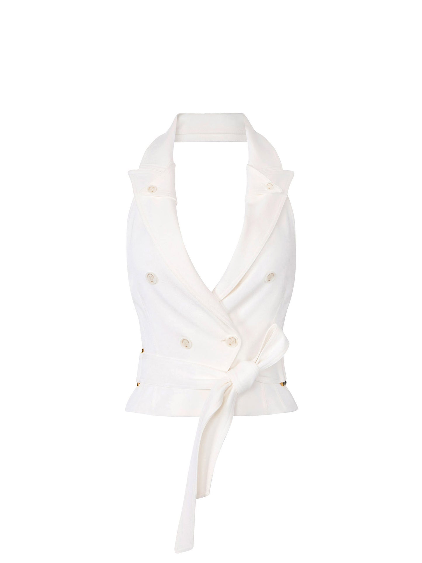 Gabardine waistcoat with belt