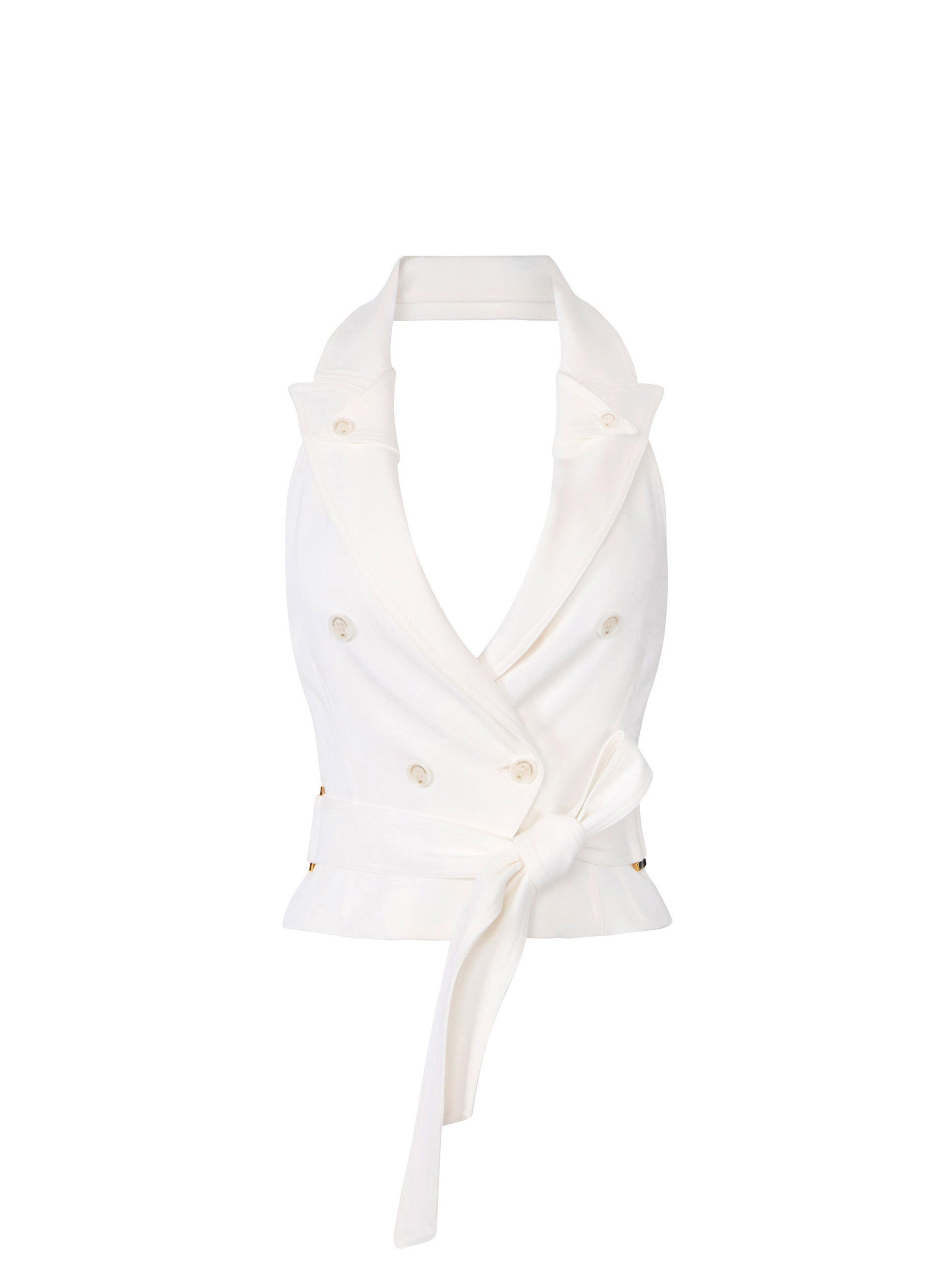 Gabardine waistcoat with belt