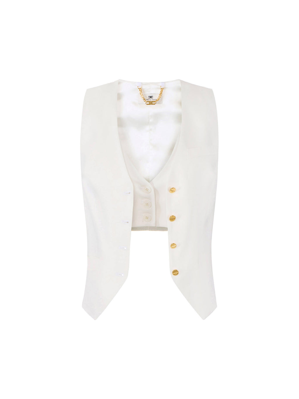 Linen-blend and crêpe waistcoat