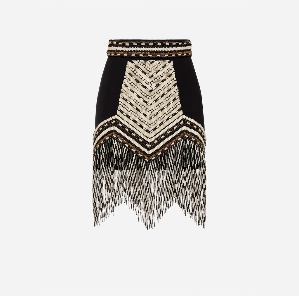 Two-tone ethnic embroidery miniskirt | LAST PIECE: 42
