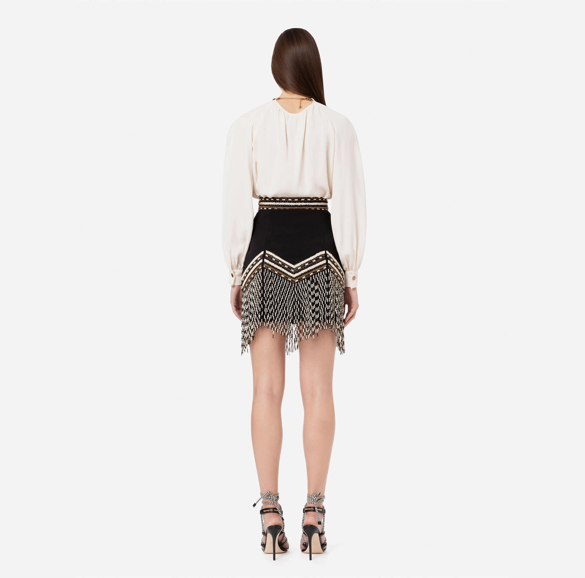 Two-tone ethnic embroidery miniskirt | LAST PIECE: 42