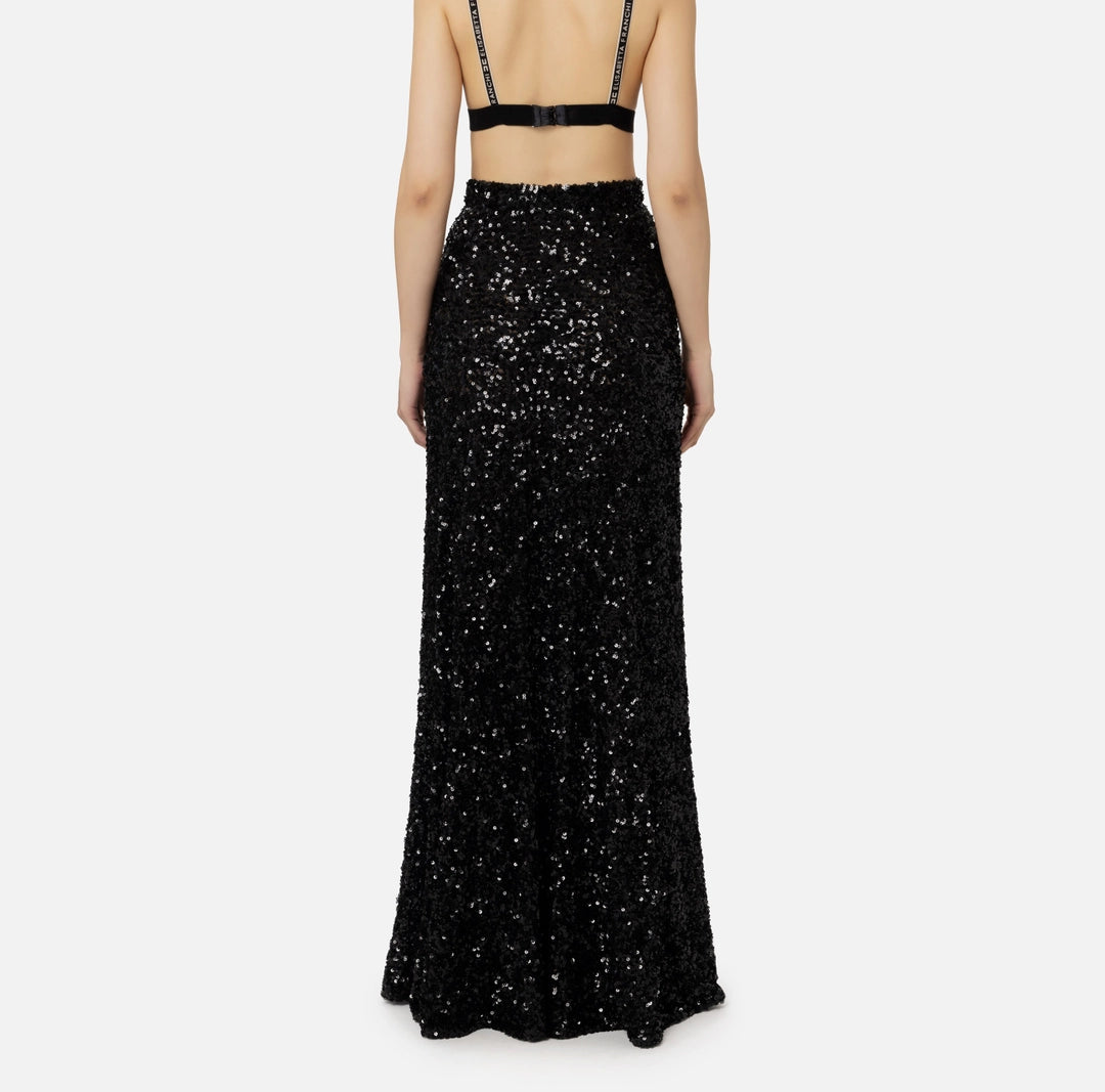 Long skirt in tulle fabric with sequins