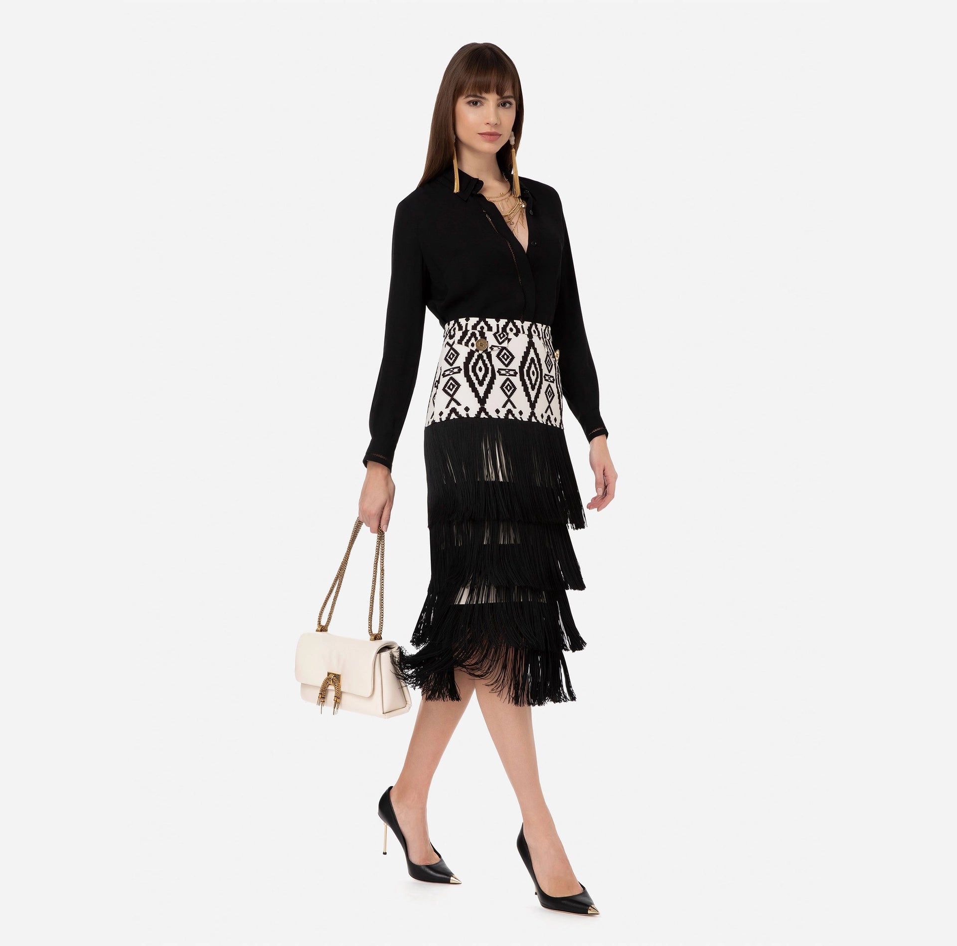 Ethnic print calf-length skirt | LAST PIECE: 42