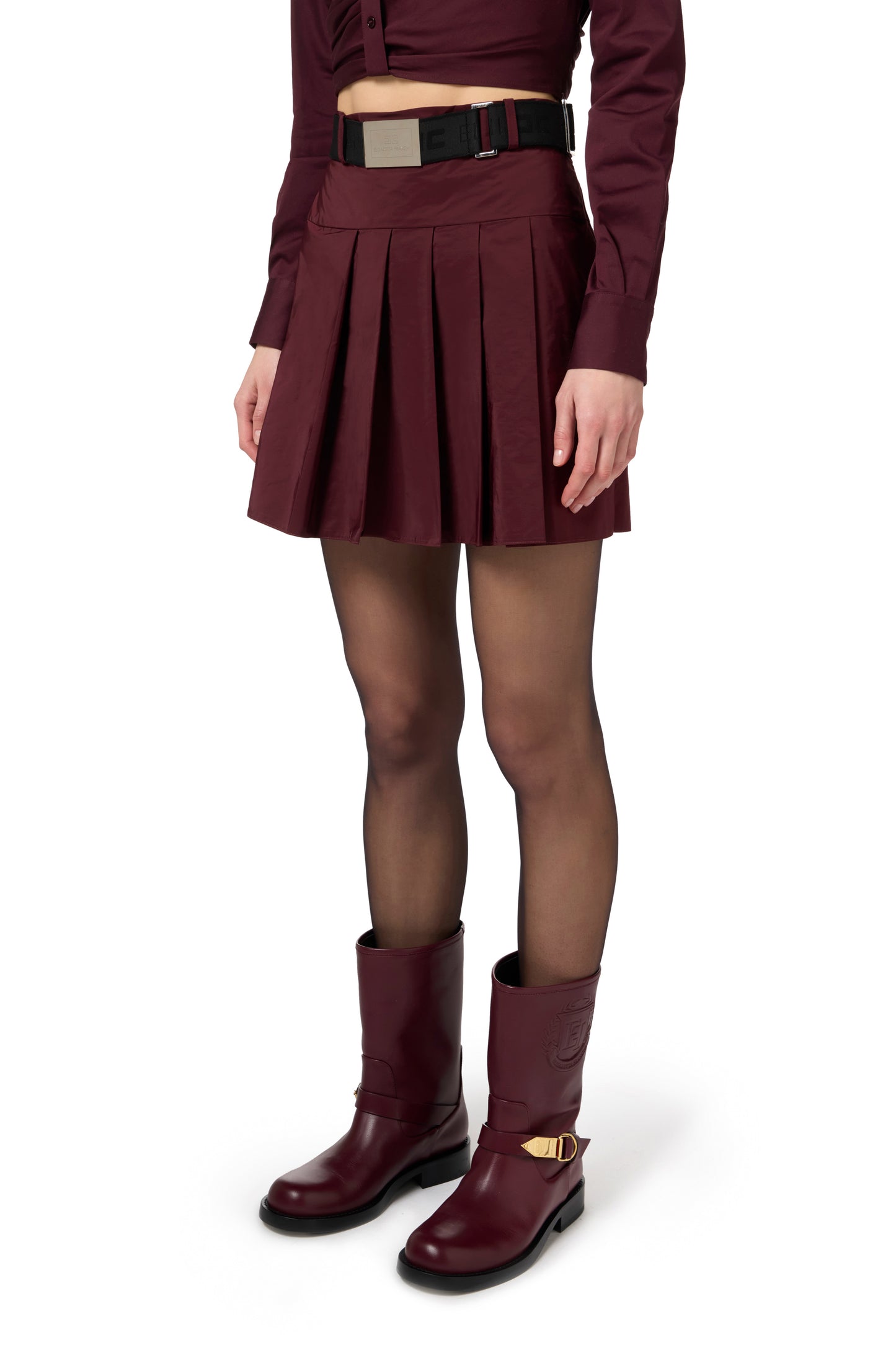 Pleated miniskirt in lightweight technical nylon