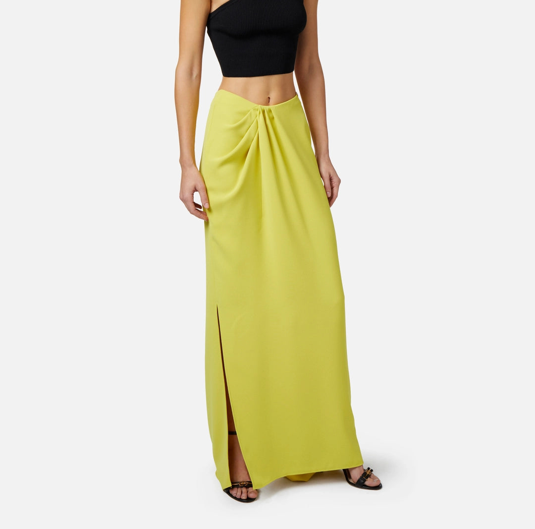 Crêpe long skirt with drape