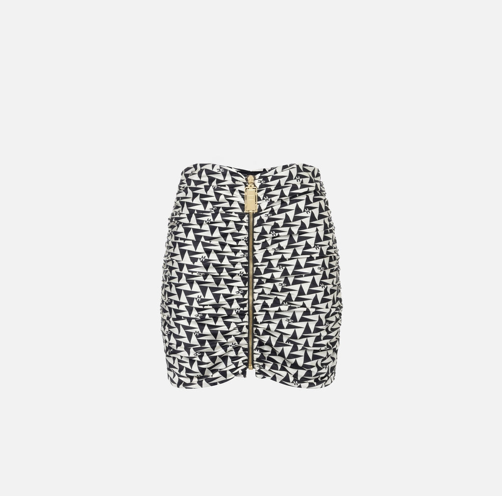 Printed satin draped miniskirt | LAST PIECE: 40