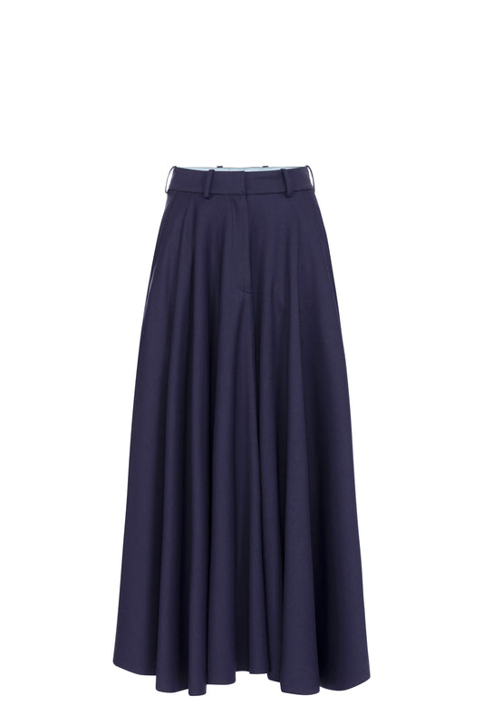 Cool wool midi skirt with emblem embroidery