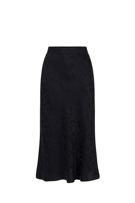 Midi skirt in jacquard crêpe fabric with lettering