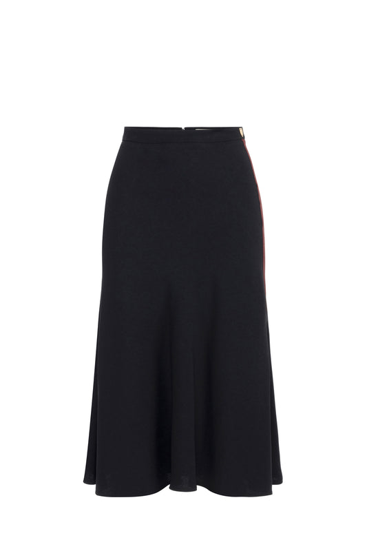 Satin crêpe midi skirt with bands