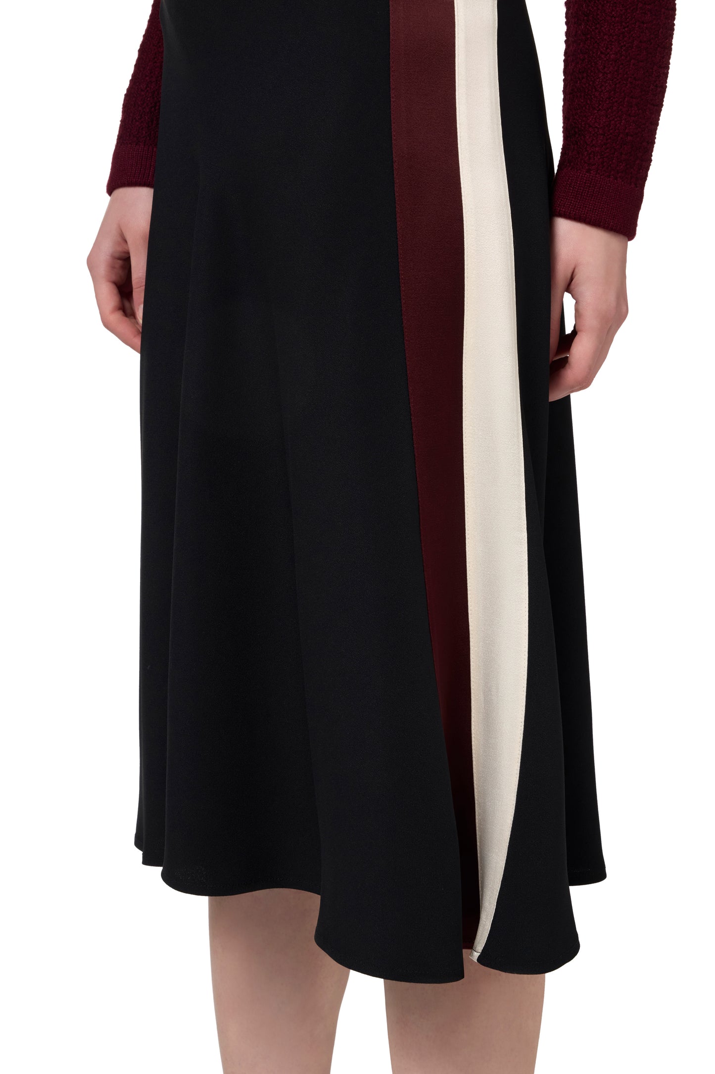 Satin crêpe midi skirt with bands