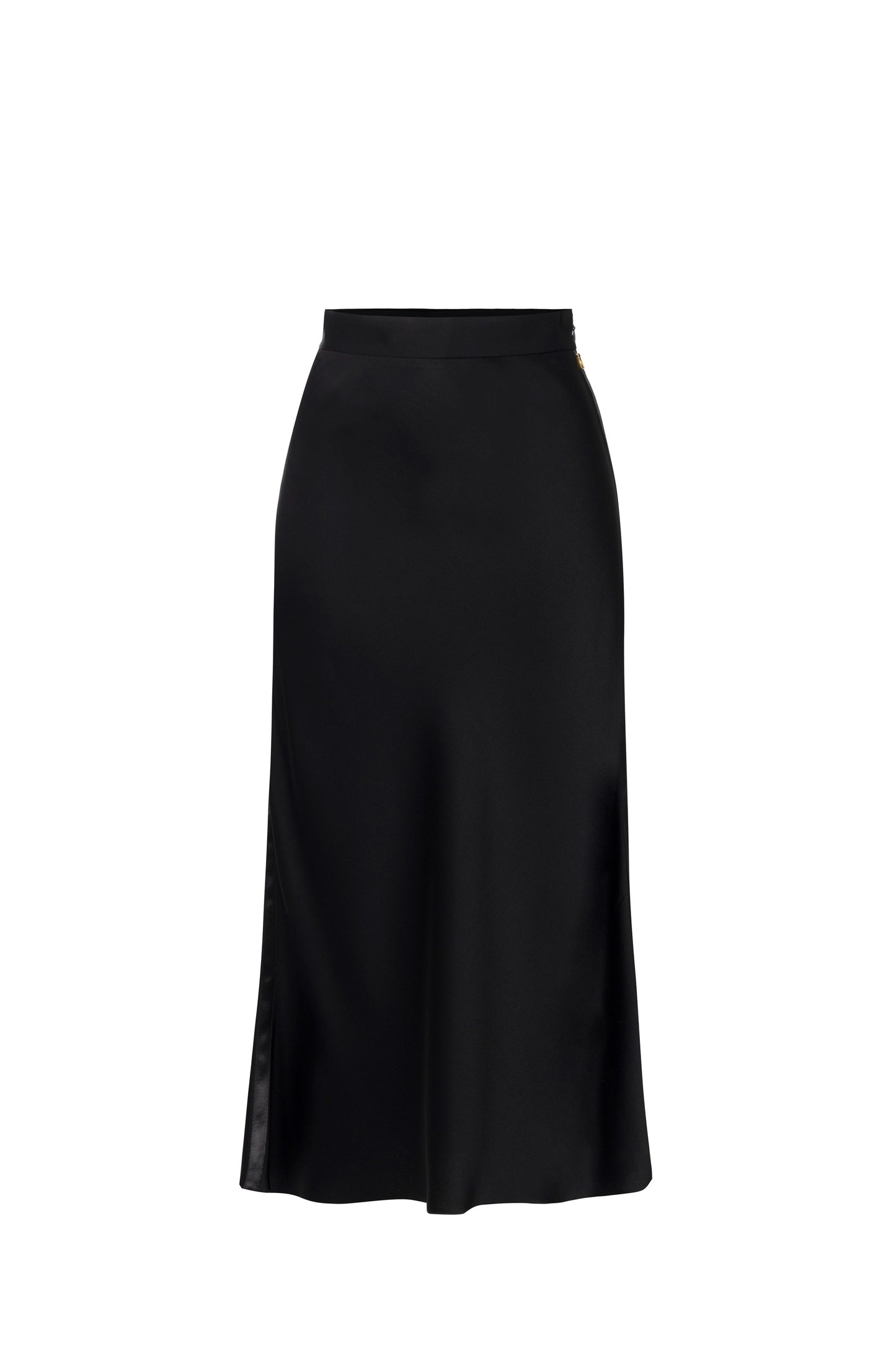 Midi skirt in enver satin fabric with satin bands