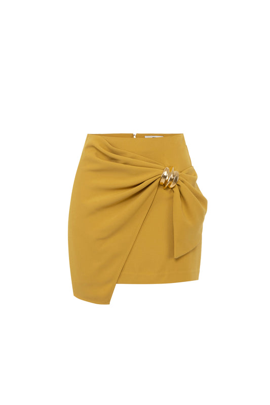 Flowing crêpe miniskirt with macro bow