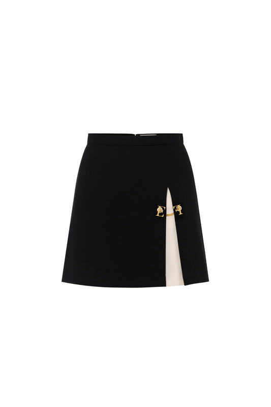 Miniskirt in two-tone crêpe fabric